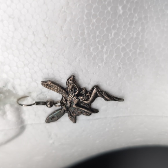Silver Toned Flying Fairies Drop Dangle Hook Earrings - Picture 3 of 7
